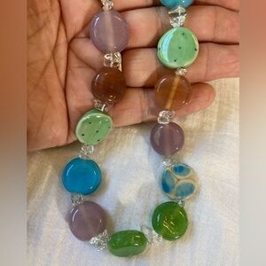 Pastel Colored Flat Glass Beads Necklace‎